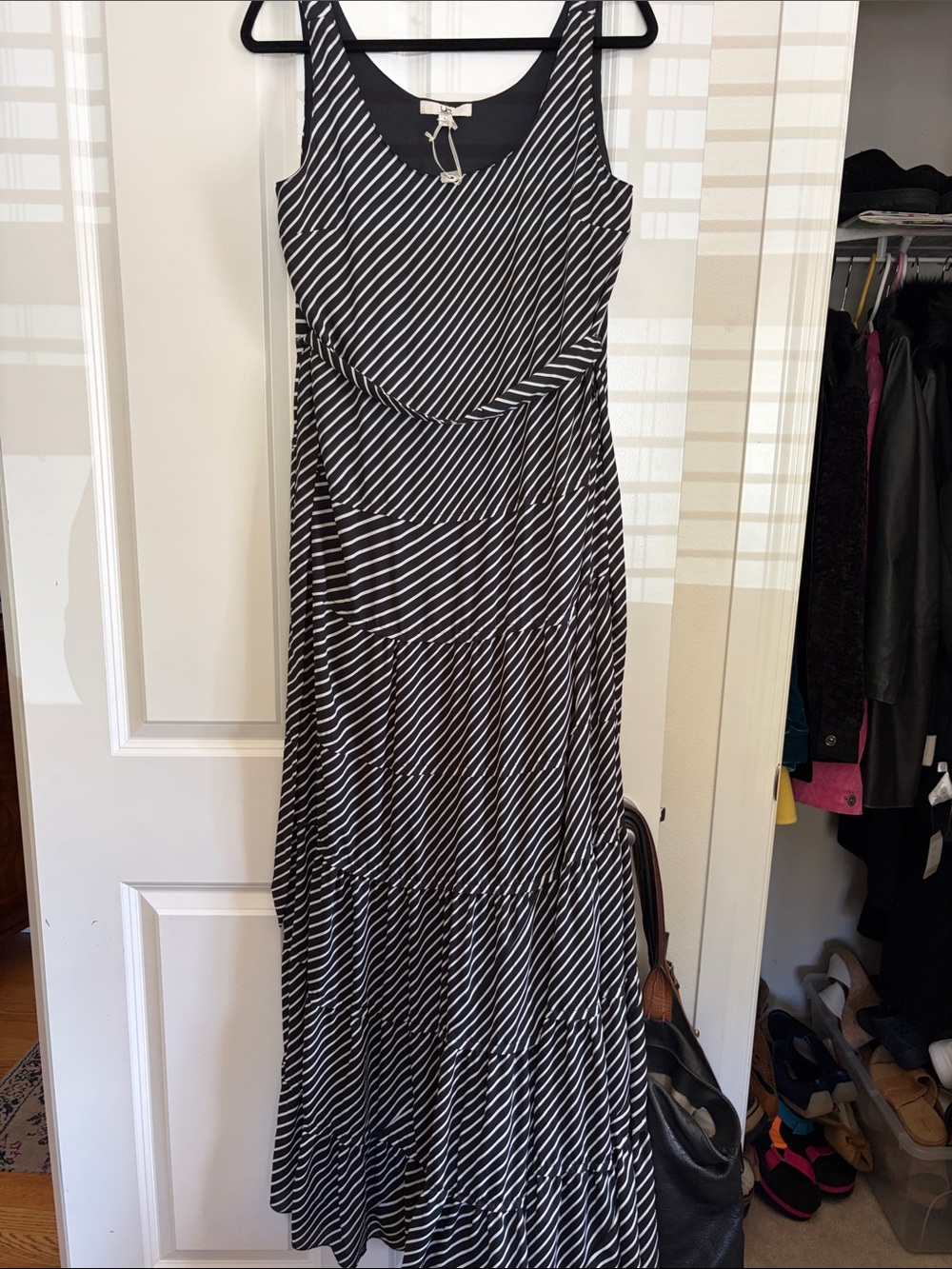 Ya Los Angeles Black & White Striped Sleeveless Maxi Dress
